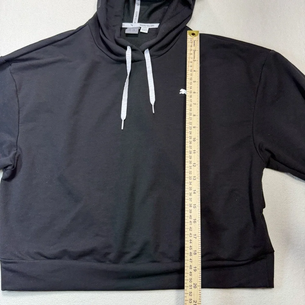Puma Women's Black Pullover "Keeps You Dry" Cropped Hoodie Sz. M Long Sleeves - Picture 3 of 7